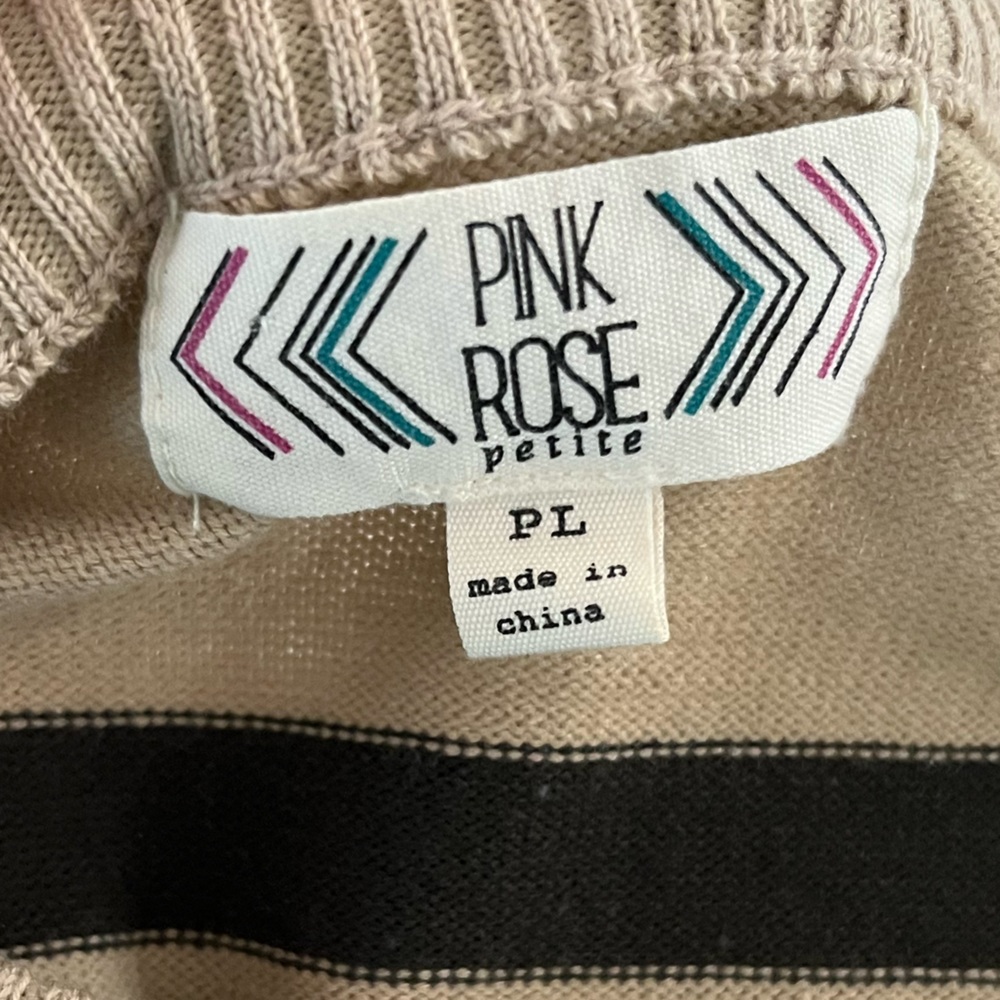 Pink Rose | Petite Long Sleeve Striped Dress Size LP - Picture 3 of 3
